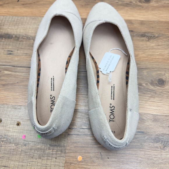TOMS Womens 8.5 Jutti Neat Ballet Flats Casual Slip On Beige Suede Low Comfort - Picture 8 of 9